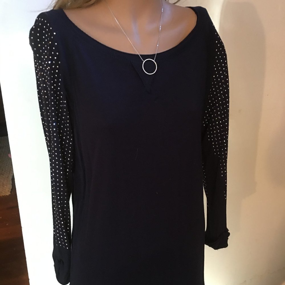 Black long sleeve tee with sparkles size M